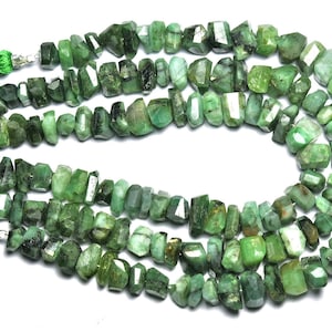 Emerald Nuggets Beads - 8.5 inches - Natural Beautiful Faceted Emerald Straight Drilled Nuggets - Size is 7-10 mm #607