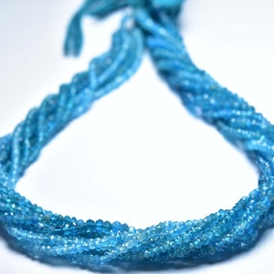 Beautiful Neon Blue Apatite Rondelle Beads - 13.5 inches - Natural Microcut Faceted Neon Blue Apatite Rondelle - Size is 2.5 - 3 mm #1742