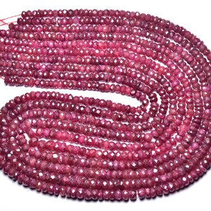 Ruby Rondelle Beads - 16 Inches - Natural Beautiful Faceted Ruby Rondelle - Size is 4 - 5 mm #393