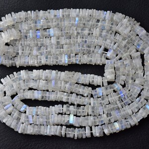 Rainbow Moonstone Square Heishi Beads - 16 inches - Natural Smooth moonstone Heishi Square Shape Beads - Size is 6- 6.5mm #2251