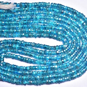 Neon Apatite Rondelle Wheel Beads - 13 inches - Natural Beautiful Blue Apatite Faceted Rondelle Tyre Size is 3.5 mm #2413