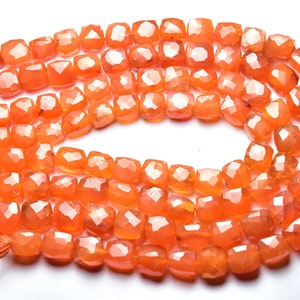 Superb Carnelian Cube Beads - 10 inches - Natural Carnelian Faceted Cube ,Box Briolette - Size is 5 - 9mm #2179