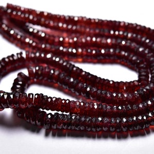 Garnet Tyre Beads - Natural Garnet Faceted Wheels Rondelles - 7.5 inches -Micro Cut Garnet,Size is 5-8mm #831
