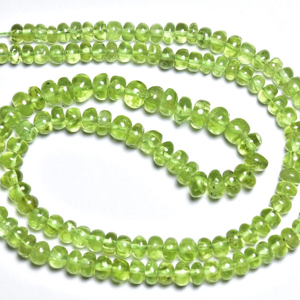 18 Inches - Natural Beautiful Smooth Peridot Rondelle Beads - Size is 4.5 - 6 mm #30