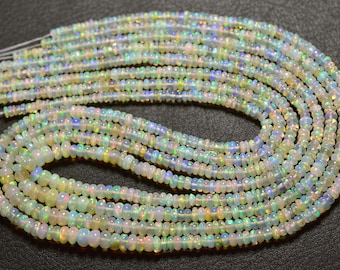 Ethiopian Opal Rondelle Beads - 17 inches - Natural Beautiful Fire Play Ethiopian Opal Smooth Rondelles - Size is 3.5-5mm #1857