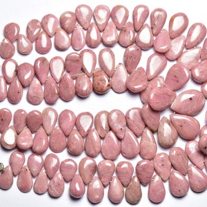 7 inches - Natural Smooth Pink Opal Pear Briolettes - Size is 5.5x8-8x11 mm #1617