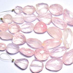 BIG Rose Quartz Nugget Beads - 7.5 Inches - Gorgeous Beautiful Rose Quartz Faceted Nuggets,Size is 10-20mm,#8
