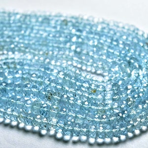 Blue Topaz Rondelle Beads - 6 inches - Natural Micro Faceted Blue Topaz Rondelles - Size is 4-5.50mm #1252