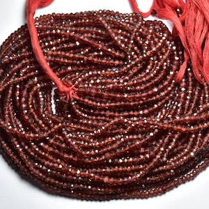 Mozambique Garnet Rondelle Beads - 13 inches - Natural Beautiful Micro Cut Faceted Mozambique Garnet Rondelle - Size is 3 mm #1662