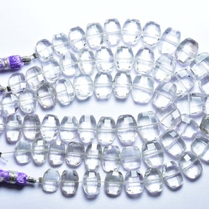 Amethyst Cushion Beads - 7 inches -  Natural Super Quality Colorless Faceted Amethyst Fancy Briolettes - Size is 7x9-9x12 mm #1364
