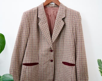 Burgundy/Brown Check Vintage Blazer - L