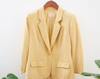 Pale Yellow Vintage Wool Blazer - M