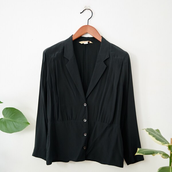 Black Marina Rinaldi Silk Blouse - M