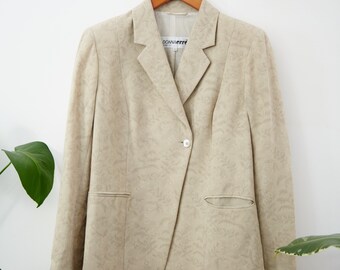 Blazer vintage fleuri marron clair/beige - L