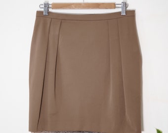 Brown Vintage Skirt with Lace Trim - M