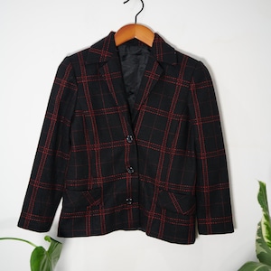 Red And Black Check Vintage Blazer - S