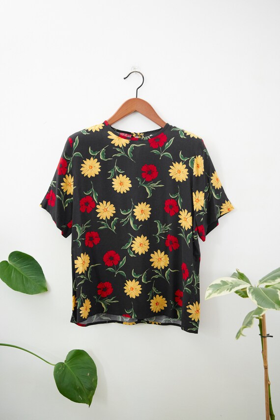 black and yellow floral top