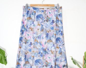 Blue Floral Vintage Skirt - M