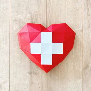 Heart Papercraft Template 3D Paper DIY low poly