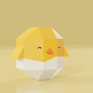 Easter Chick DIY Papercraft 3D Low Poly Origami Template - Etsy