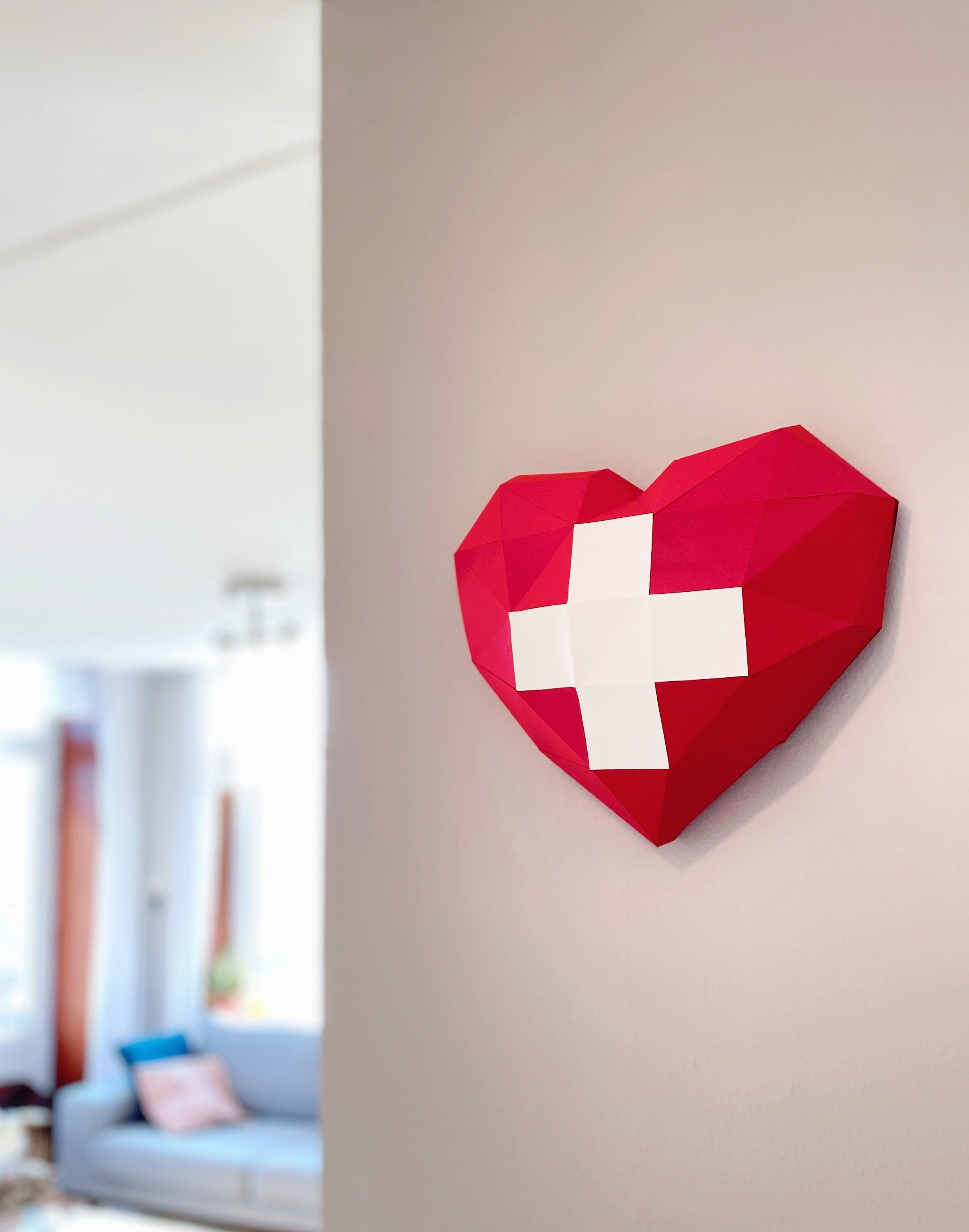 Heart Papercraft Template 3D Paper DIY Low Poly - Etsy