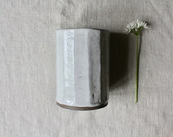 Ceramic Vase, carved, white, Ceramic art, Wabisabi