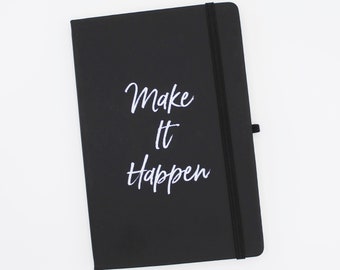 Quote Notebook / A5 / Lined Black Notebook / Inspirational Notebook / Stationery Gift / Desk / Office Gift.