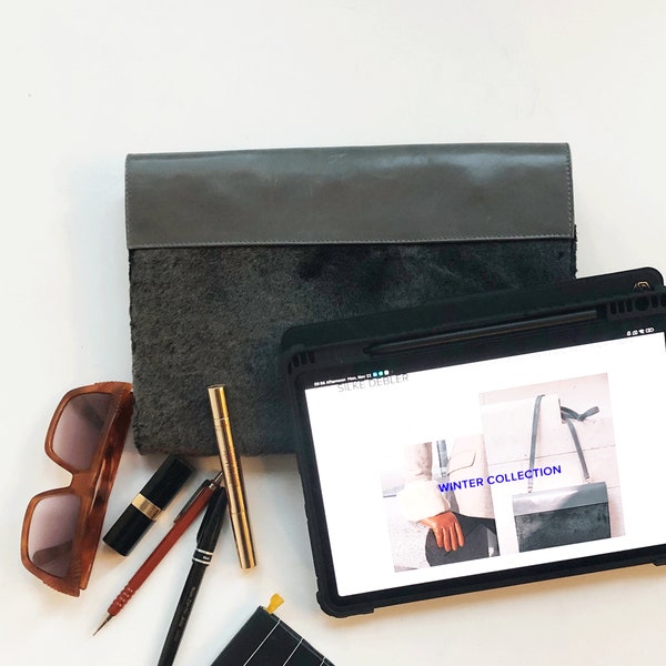 Elegante Designer Businesstasche Clutch als Weihnachtsgeschenk für Damen aus edlem Leder Lammfelll als Tasche für iPad & Tablet bis 11 Zoll