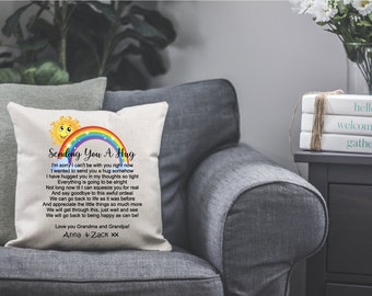 Sending you a hug pillow, Grandparents Pillow, Custom Pillow, Gifts for Grandparents, Nana, Papa, Nanny, Gramps, Quarantine Pillow