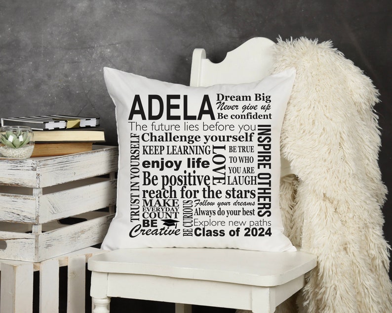 Class of 2024 Pillow Cover, Graduation Gift, Quarantine Grad, Bedroom Pillow, Decorative Throw Pillow, Farmhouse Pillow, Farmhouse Cushion image 1