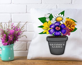 Personalized Mother/Grandma/Nana Birth Flower Bouquet Pillow, Birth Flowers, Custom Pillow, Gifts for Grandparents, Nana, Nanny, Wildflowers