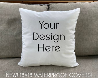 Custom Outdoor Pillow Cover - Waterproof Pillow - Porch Throw Pillow-  Farmhouse Pillow  -White Pillow - Housewarming - Inspirational Home