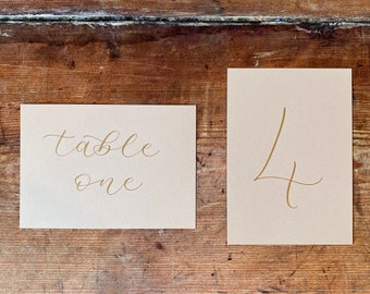 Blush Pink Table Numbers and Names for Wedding, Calligraphy Table Numbers, Wedding Table Plan