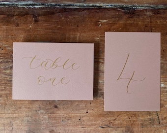 Dusky Pink Table Numbers for Wedding, Calligraphy Table Numbers, Wedding Table Plan