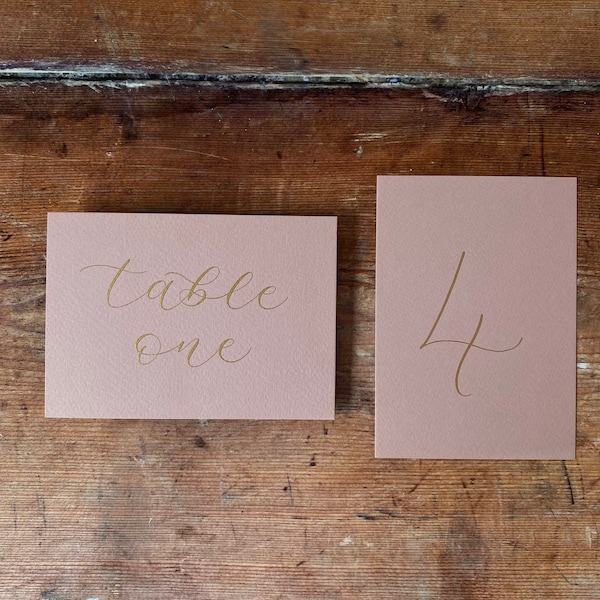 Dusky Pink Table Numbers for Wedding, Calligraphy Table Numbers, Wedding Table Plan
