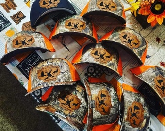 Custom leather patch Trucker hats 12 for 220. snapback mesh back hat cap