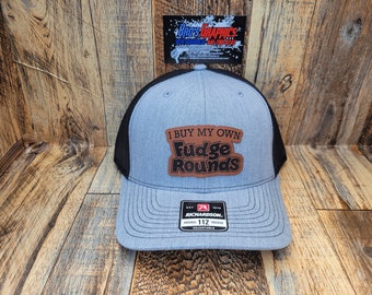 I buy my own fudge Rounds gray welfare new world leather patch Trucker snapback mesh back hat cap