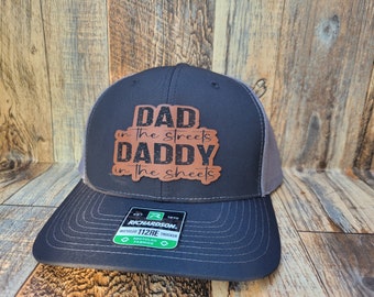 Dad in the streets Daddy in the streets leather patch Trucker snapback mesh back hat cap