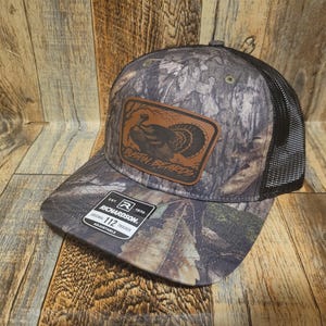 Bustin Beards turkey hunting leather patch hat Richardson camo hat cap New