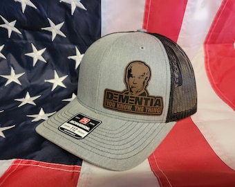 TRUMP 2024 Dementia you know the thing Biden fjb  mugshot we the people leather patch Trucker snapback mesh back hat cap