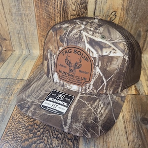 Tag Soup whitetail hunting leather patch hat Richardson camo hat cap New