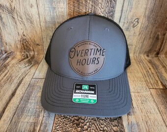 Overtime hours for bull shit pay.new world leather patch Trucker snapback mesh back hat cap Richmen Richmond Richardson 112