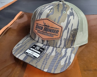 Shed hunter hat funny hunting leather patch hat Richardson 112realtree mossy oak other colors