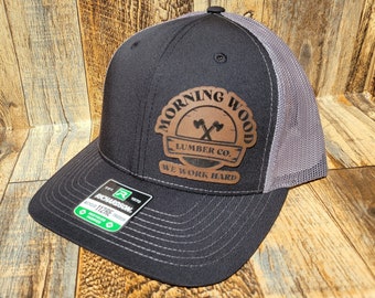Morning Wood Lumber Company nouveau monde patch en cuir Trucker snapback maille arrière chapeau casquette Trucker Richardson 112