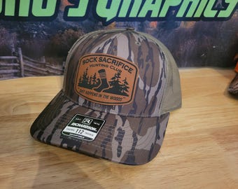 Casquette en cuir pour club de chasse Sock Sacrifice avec écusson, casquette à motif camouflage Richardson