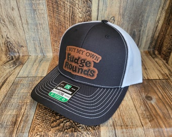 J'achète mon propre fudge Rounds noir/blanc bien-être nouveau monde patch en cuir Trucker snapback maille arrière chapeau casquette