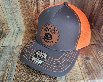 Ruban adhésif certifié Technicien patch en cuir Casquette de camionneur snapback en maille arrière Otto 112-1