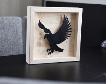 Handgefertigtes Holz-Wandbild "Adler" (Deko, Landhaus, Rusikal, Holzbild, Adler, Tier, Geschenk, Natur, Kunst, Design)