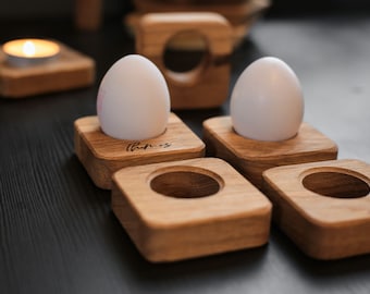 Edler Eierbecher / Serviettenring aus Eiche (Eierbecher, Holzdesign, Ostern, Eier, Eierhalter, Serviettenring)