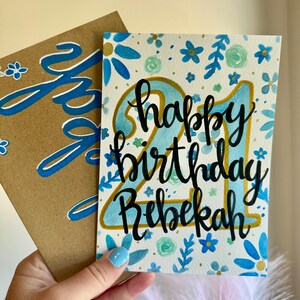 Personalized floral birthday card for her| custom age | customizable | Unique Gift Idea | any age | 70th, 80th, 50th, 21st, 40th, 60th, 16th